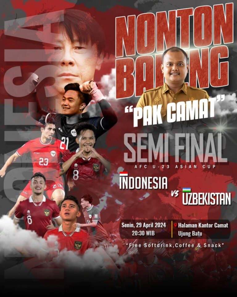 Semi Final AFC U-23 Indonesia-Uzbekistan, Ribuan Penonton Ramaikan “Nonton Bareng Pak Camat” Ujungbatu