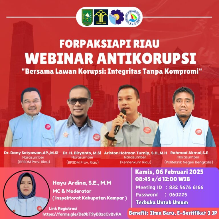 Peserta Antusias, Forpak Riau Gelar Webinar Anti Korupsi
