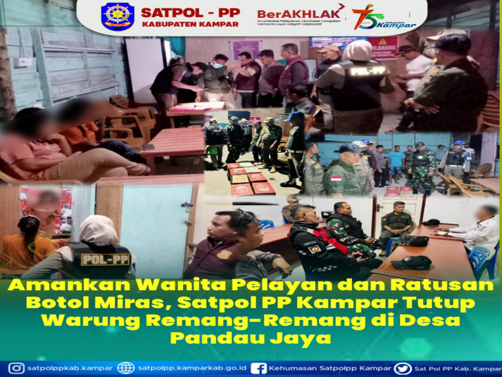 Meresahkan, Satpol PP Kampar Tertibkan Warung Remang – remang di Pandau Jaya Siak Hulu