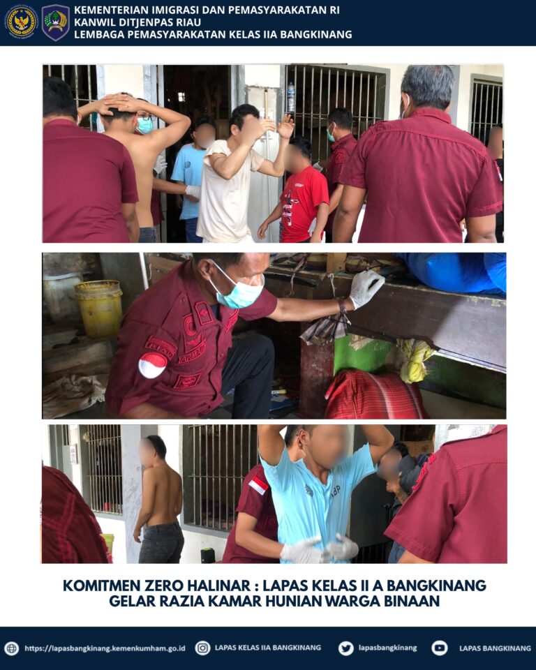 Komitmen Zero Halinar, Lapas Kelas IIA Bangkinang Gelar Razia Kamar Hunian Warga Binaan