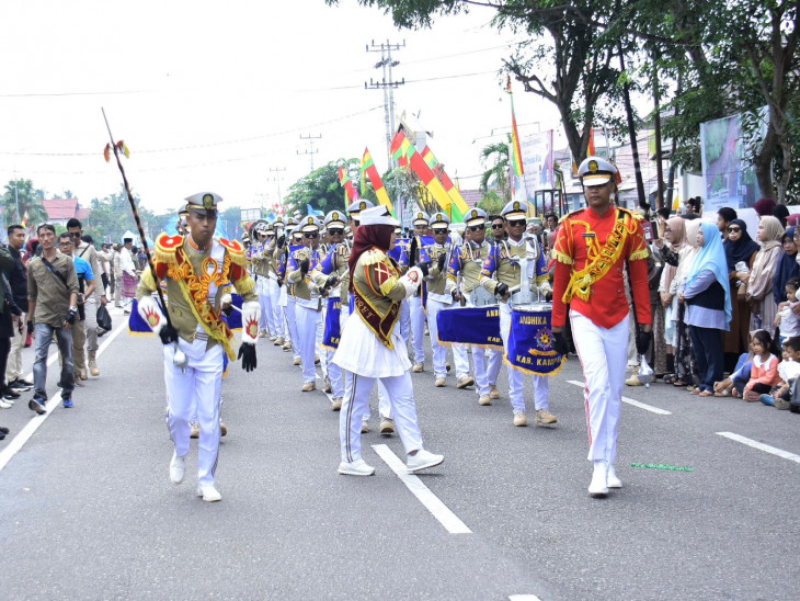 Marching Band Satpol PP Kampar Tampil Memukau di Bengkalis, Kasat Arizon : Ini Hasil Latihan Rutin Personil