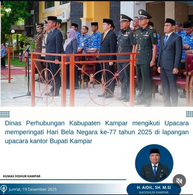 Dinas Perhubungan Kampar Gelar Upacara Peringatan Hari Bela Negara ke-77