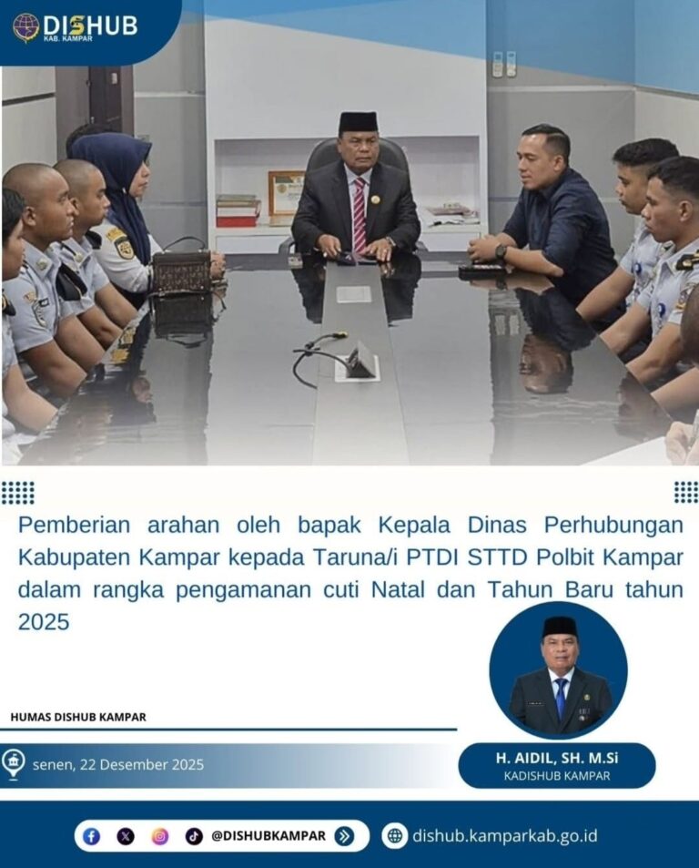 Kadishub Kampar Siagakan Taruna/i PTDI STTD Polbit Amankan Natal dan Tahun Baru