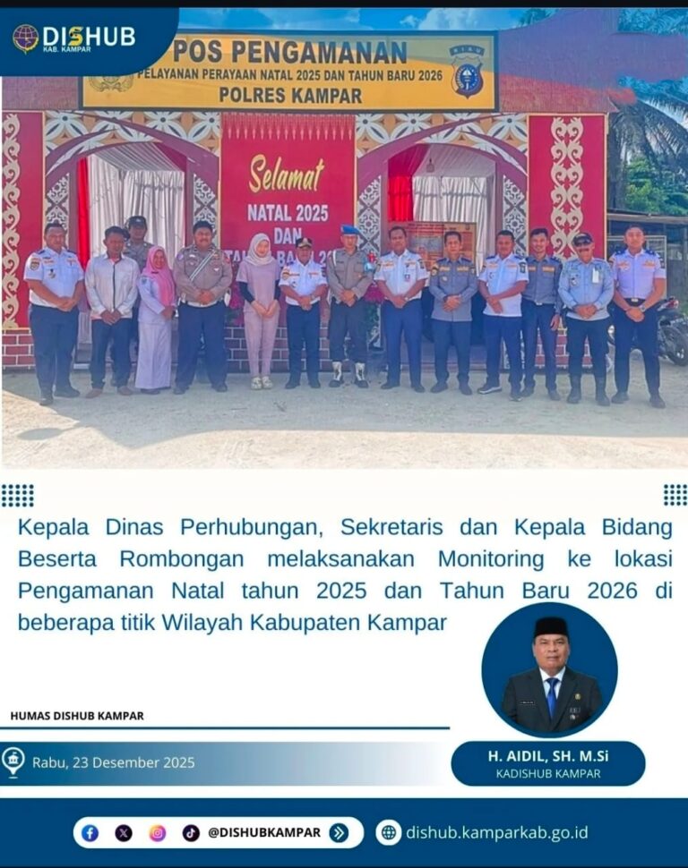 Dishub Kampar Intensifkan Monitoring Pengamanan Natal dan Tahun Baru
